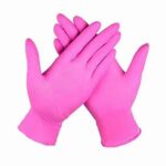Guantes de nitrilo rosados talla S